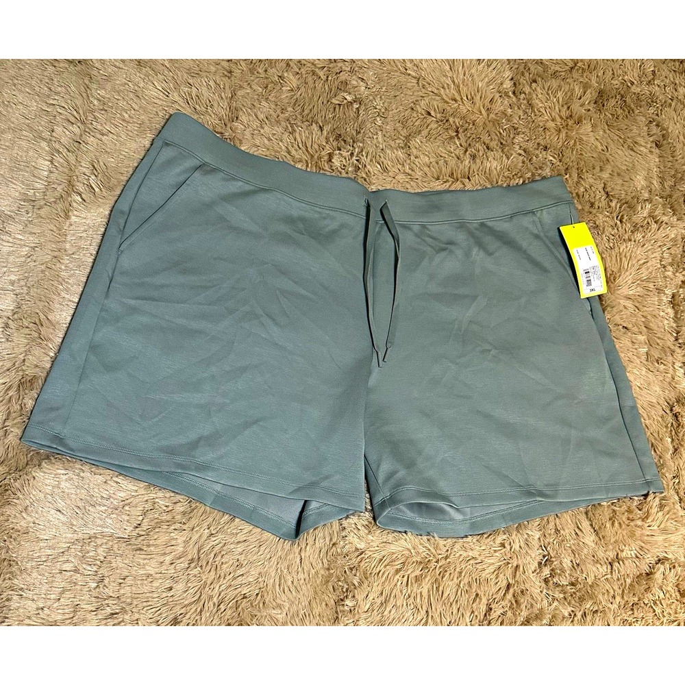 All in Motion Women's Solid Green Athletic Shorts Drawstring Pockets 3XL